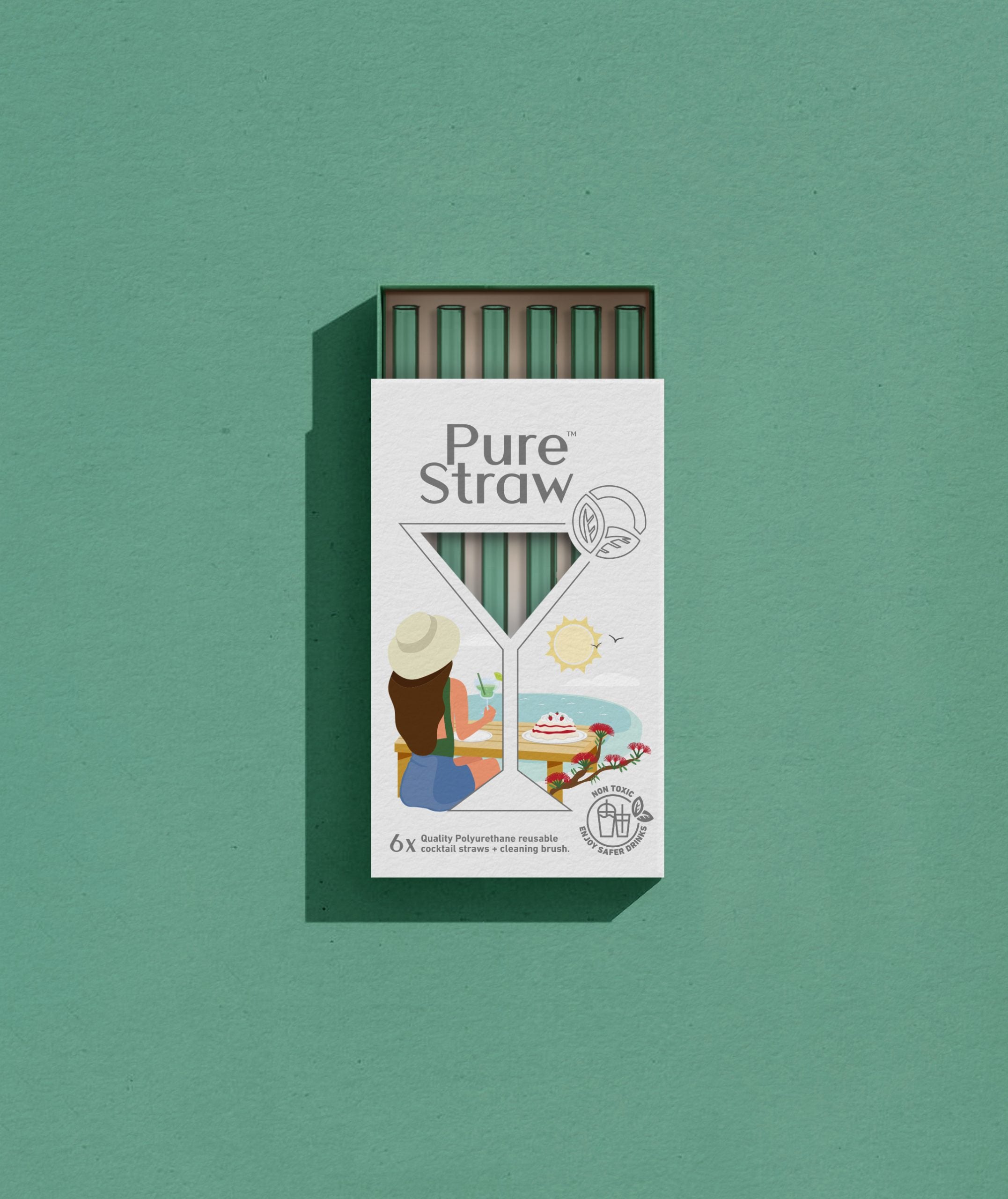 Summer Cocktail Reusable Straws - Green Grove (Beach)