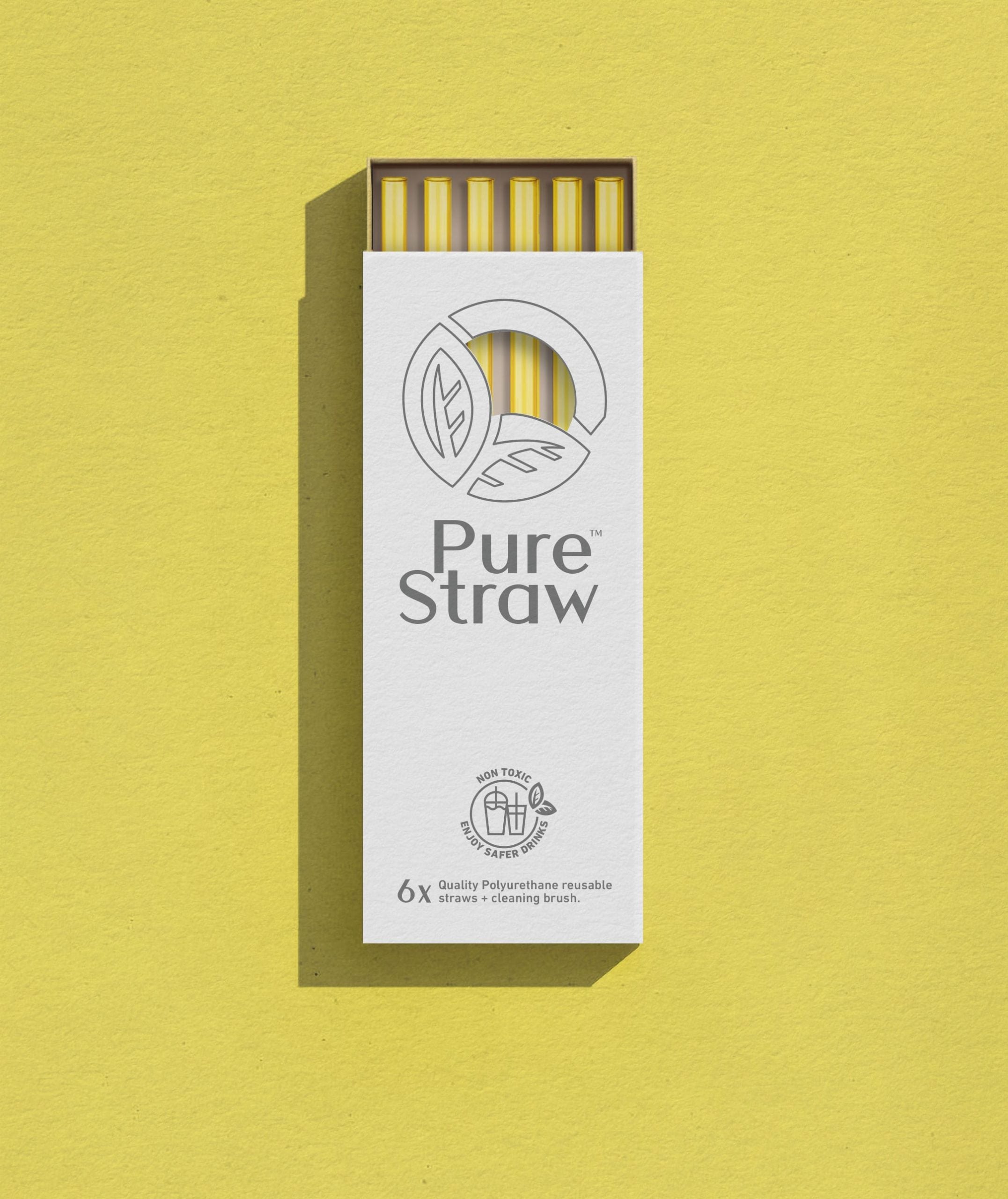 Reusable Straws with Cleaning Brush - Sorbet Yellow