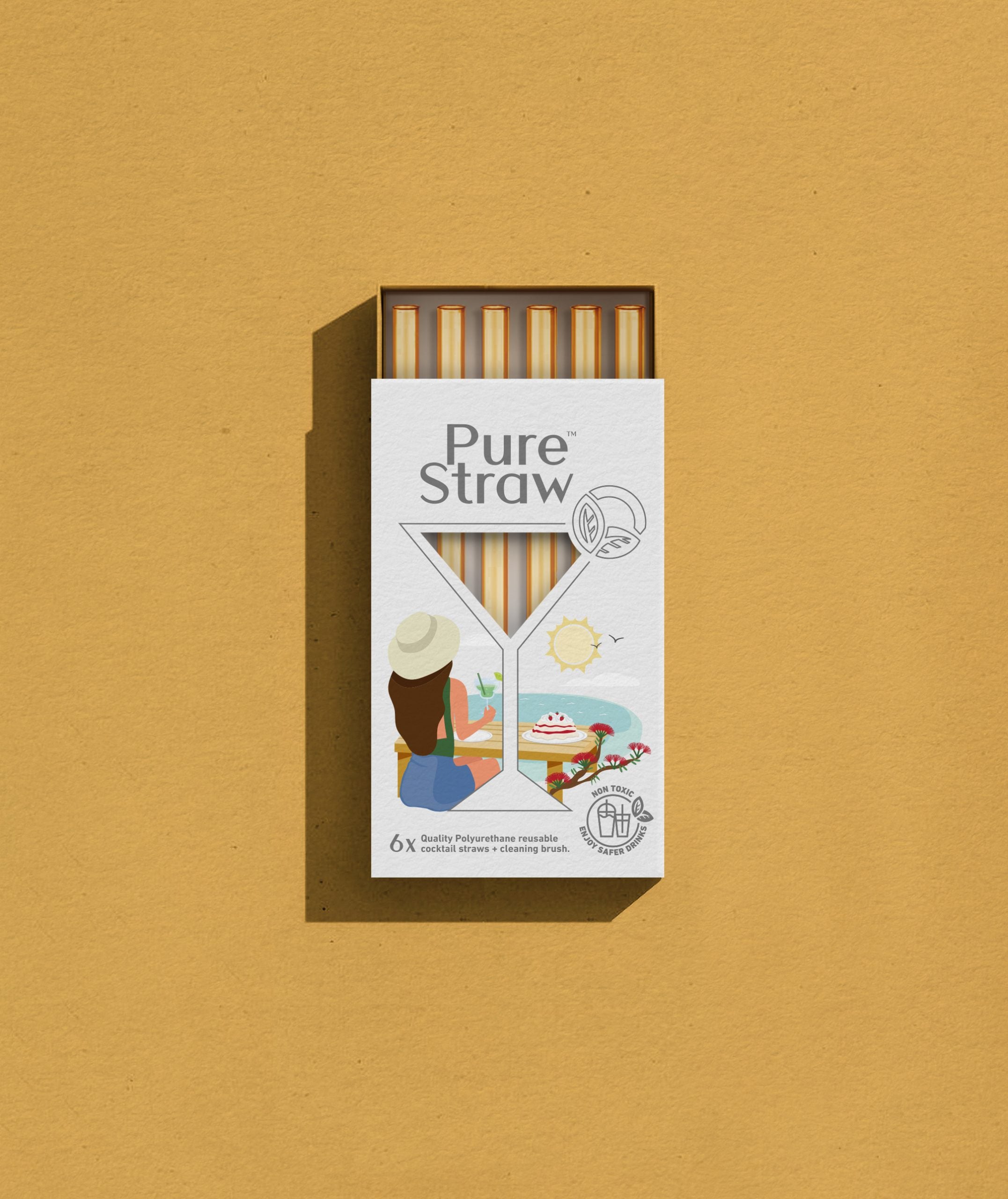 Summer Cocktail Reusable Straws - Goldrush (Beach)