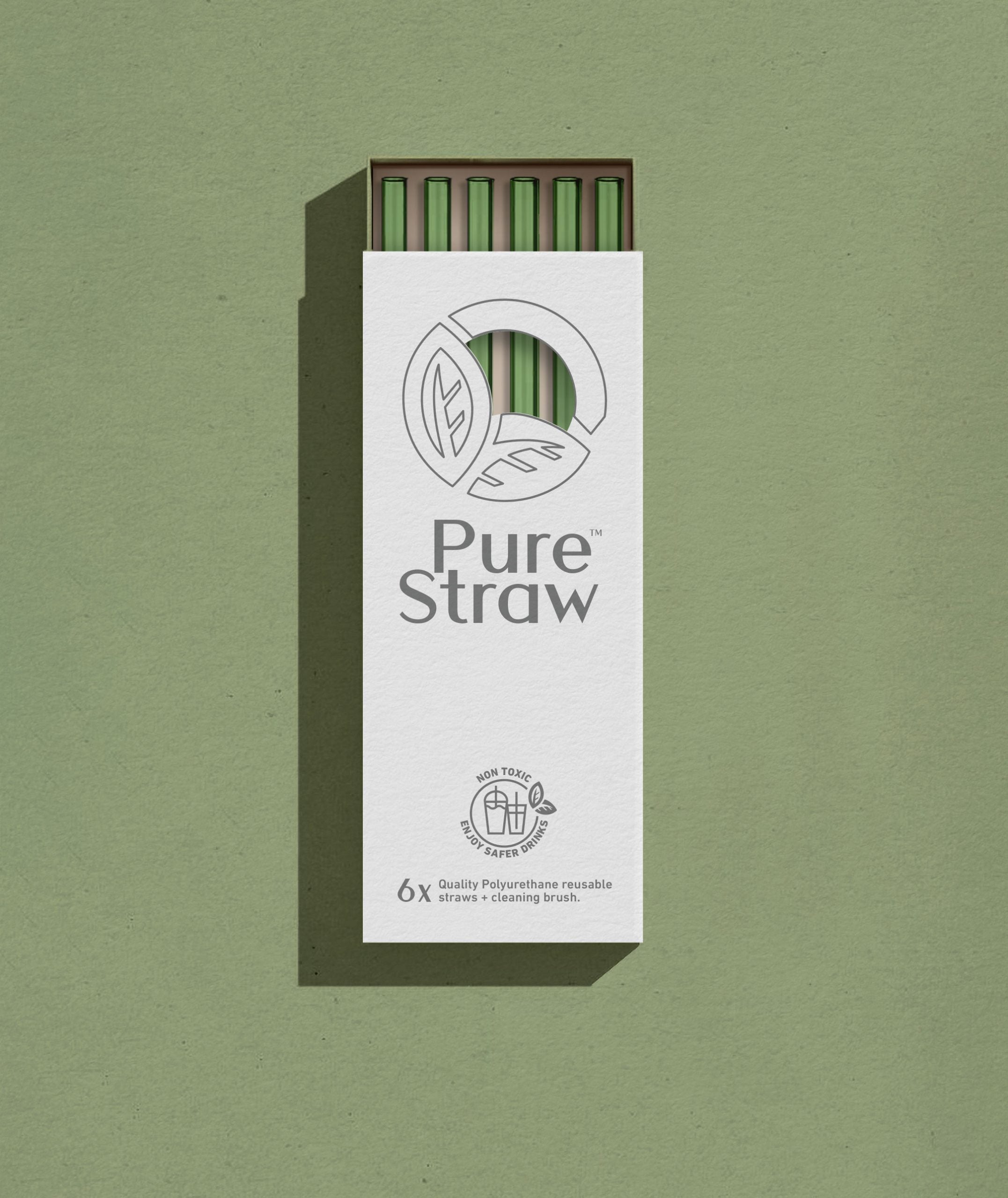 Reusable Straws with Cleaning Brush - Olive Twig