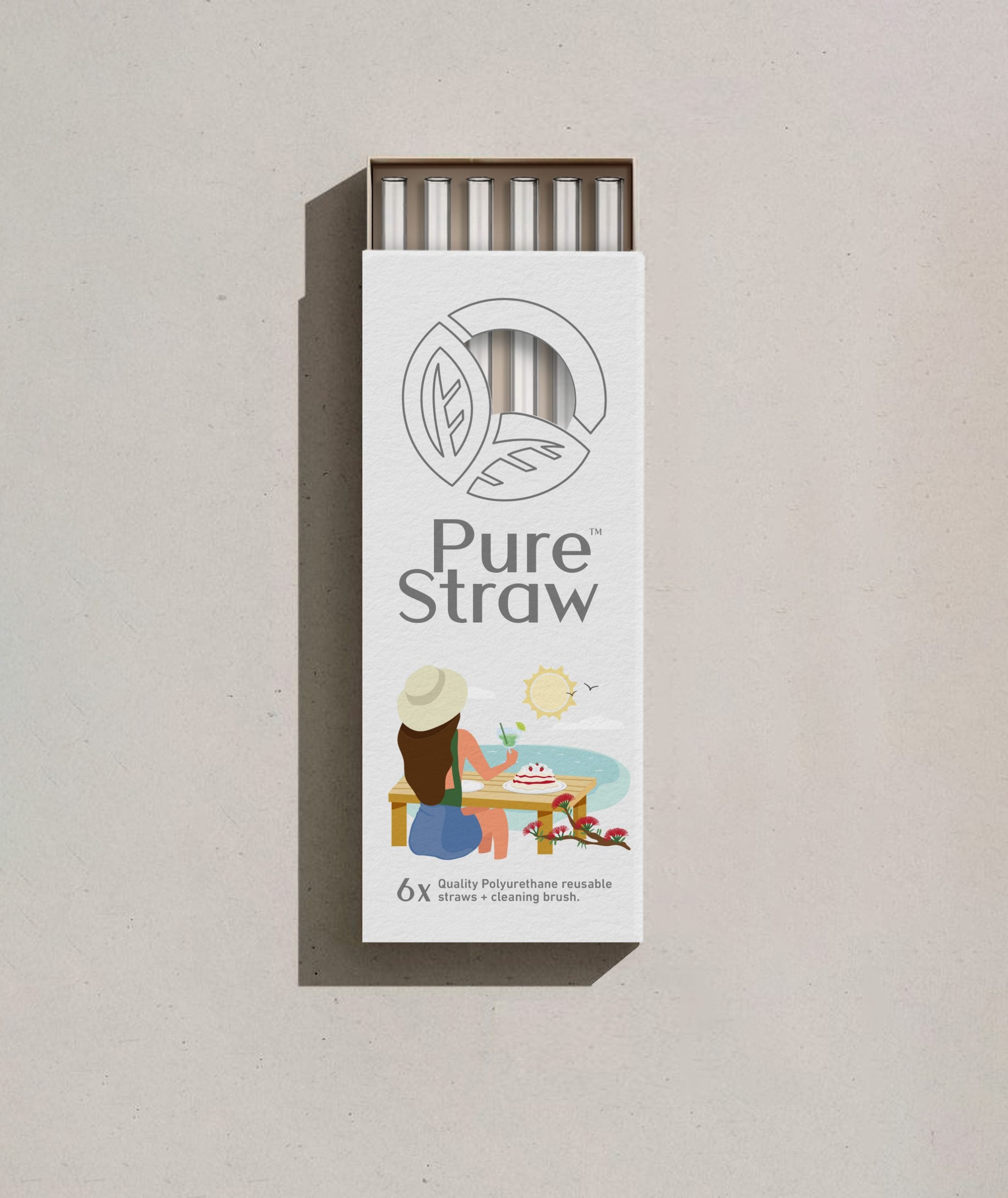 Reusable Straws with Cleaning Brush - Crystal Clear (Beach)