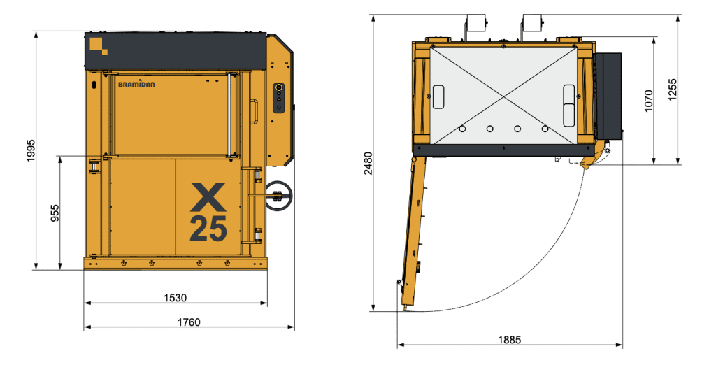 X25 Bramidan Baler Technical Specs and Diagram
