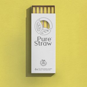 Transparent Reusable Straws with Cleaning Brush <small>Yellow</small>