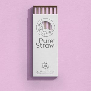 Transparent Reusable Straws with Cleaning Brush <small>Baby Pink</small>