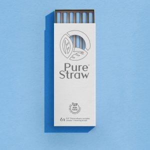 Transparent Reusable Straws with Cleaning Brush <small>Blue</small>