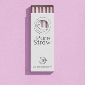 Transparent Reusable Straws with Cleaning Brush <small>Baby Pink</small>