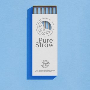 Transparent Reusable Straws with Cleaning Brush <small>Blue</small>