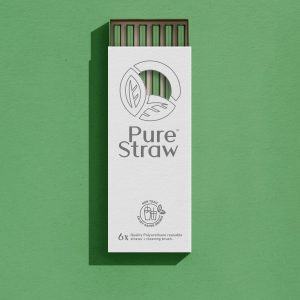 Transparent Reusable Straws with Cleaning Brush <small>Olive Green</small>