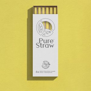 Transparent Reusable Straws with Cleaning Brush <small>Yellow</small>