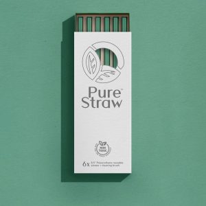 Transparent Reusable Straws with Cleaning Brush <small>Green</small>
