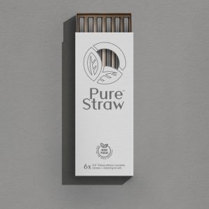 Transparent Reusable Straws with Cleaning Brush <small>Black</small>